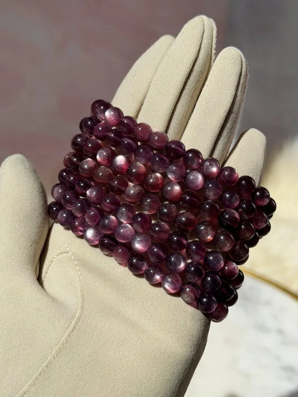 Purple Mica Beaded Bracelet (Bead Size: 7mm)